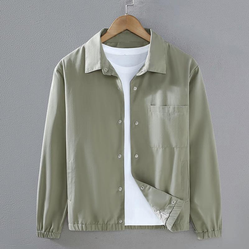 Мужские куртки с воротником-лацканом в японском стиле на весну и осень, повседневное мужское пальто, однотонное хлопковое пальто на пуговицах