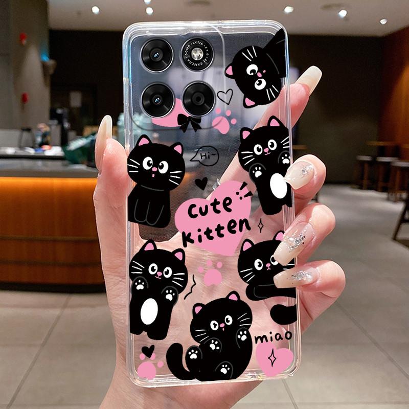 Phone Case For Motorola Moto G67 / Moto G77 Capa Coque Butterfly Bow Protective Casing Transparent Soft Silicone TPU Cover Funda
