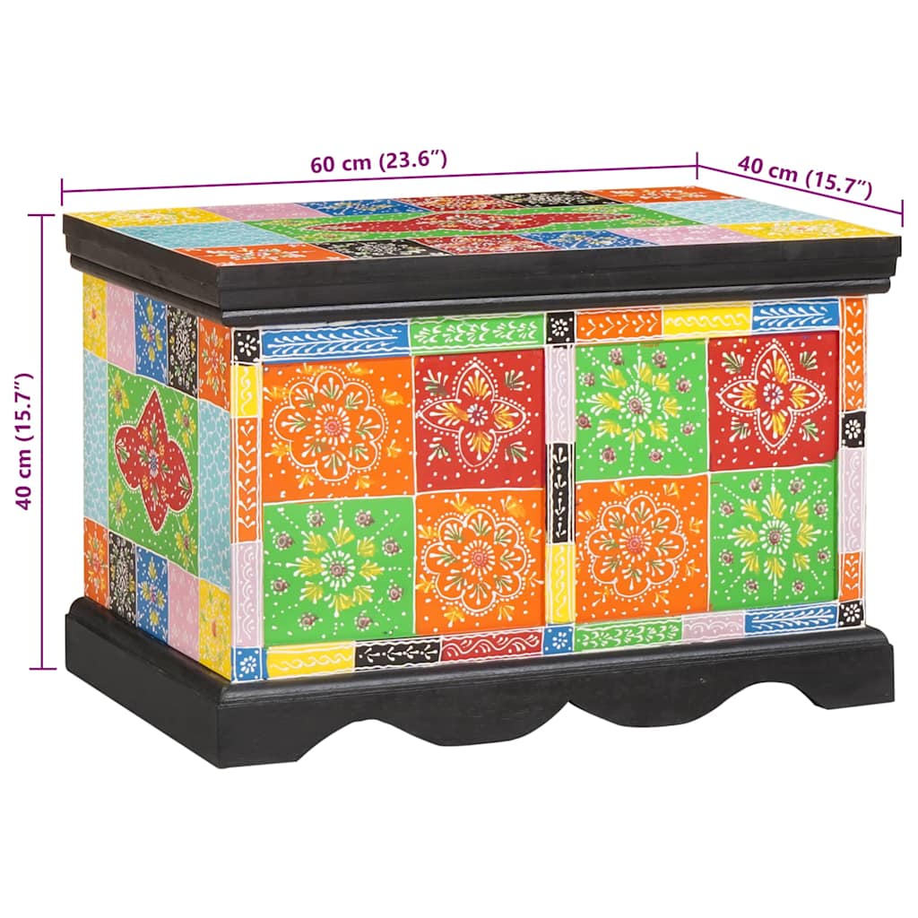 Storage Box Multicolored 60 x 40 x 40 cm Solid Mango Wood