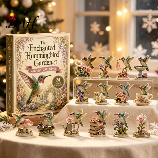 Christmas Countdown for Kids 2026 Hummingbird Advent Calendar, 24-Day Acrylic Ornament Set with Bird Figure Festive Party Supplies