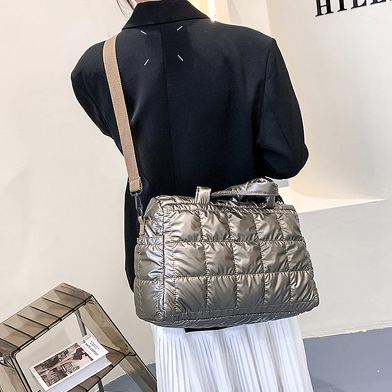 Сумка через плечо Space Pad из хлопка, большая вместимость, сумка Dwon, высококачественная тканевая сумка, зимняя сумка через плечо