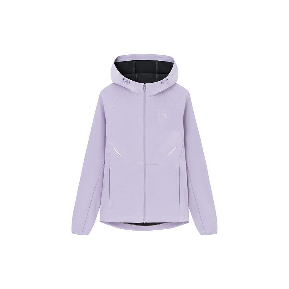 Anta Running Series Solid Color Logo Zip Hooded Long Sleeve Jacket Women Jackets Purple 962335601-3