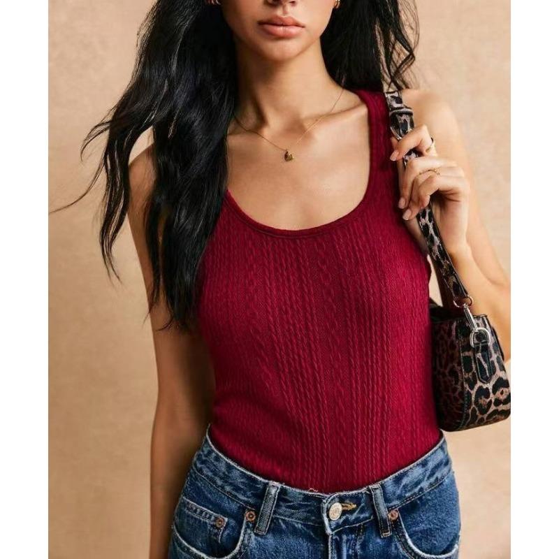 Женская новая облегающая сексуальная однотонная жаккардовая майка Hundred Spice