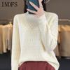INDFS Women's Fashion Casual Fall Winter Solid Color Print Long Sleeve Half Turtleneck Sweaters