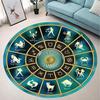 Zodiac Wheel Astrology Round Rug Purple and Blue Sun Sign Non Slip Floor Mat for Celestial Lovers