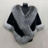 Satın Alın Faux Fur Wrap Women's Fox Fur Collar Coat Cloak Poncho Dress Shawl Keep Warm Scarf