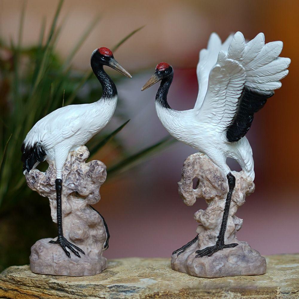 Украшение для тумбы под телевизор Kawaii Сказочный журавль Скульптура Мультяшный Мини-журавль Украшение из смолы Прочная современная статуэтка Сказочного журавля Рождество