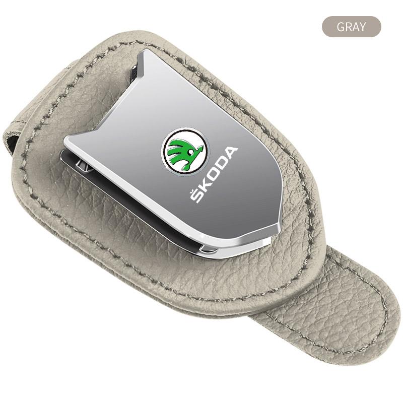 Автомобильный солнцезащитный козырек, коробка для очков, зажим для солнцезащитных очков, держатель для карт и билетов, подставка для Skoda Fabia Kodiaq Kamiq Superb Yeti Octavia Enyaq Rapid Karoq Derivati