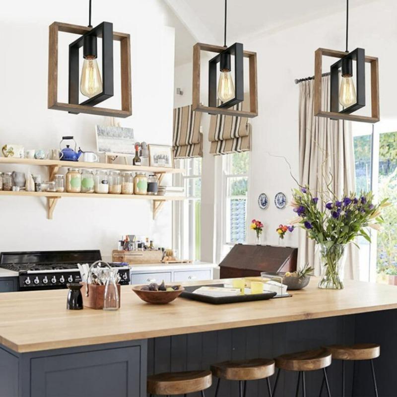 Креативный обеденный стол, индустриальный стиль, ретро островной настольный светильник из цельного дерева, железный арт-бар, настольный светильник для ресторана, подвесной светильник