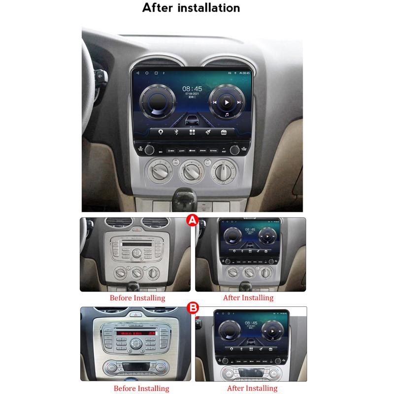 Автомобильное радио Android для Ford Focus 2 2004-2011 с кнопочной ручкой 10-дюймовый мультимедийный плеер с навигацией GPS Carplay 2 + 32 ГБ