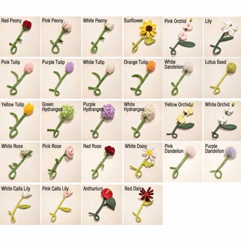 Bendable Wire Stem Handmade Felt Flower Twist Stick DIY Felt Flower Floral Ornament