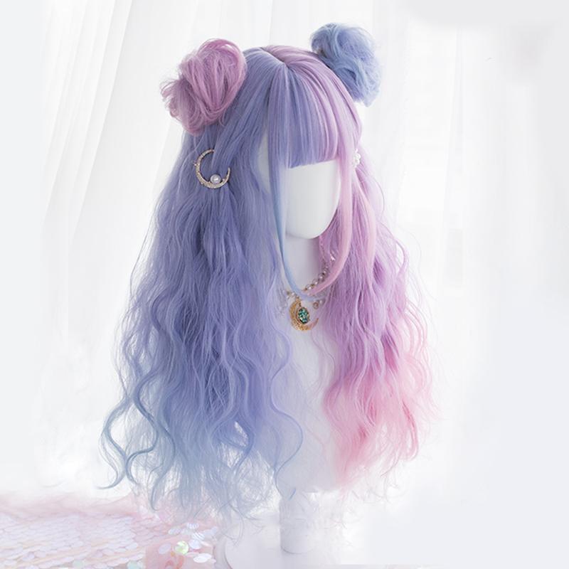 Парик для косплея, длинные волосы, женский парик Лолиты, парик для Хэллоуина, вечерний студенческий повседневный парик, многоцветный LUPU