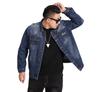 Two Steps Behind Men's Loose Fit Denim Jacket, Oversized Outerwear, Casual Style for Fall, Winter, and Spring, RE62 (2XL, Dark Blue)
