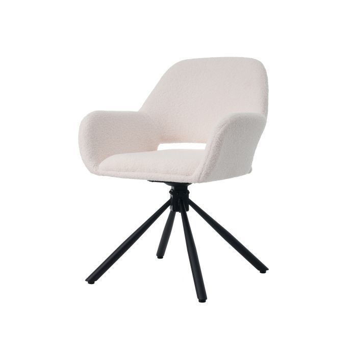 Chaise pivotante - MUVOE - Set de 2 - Tissu Sherpa - Blanc