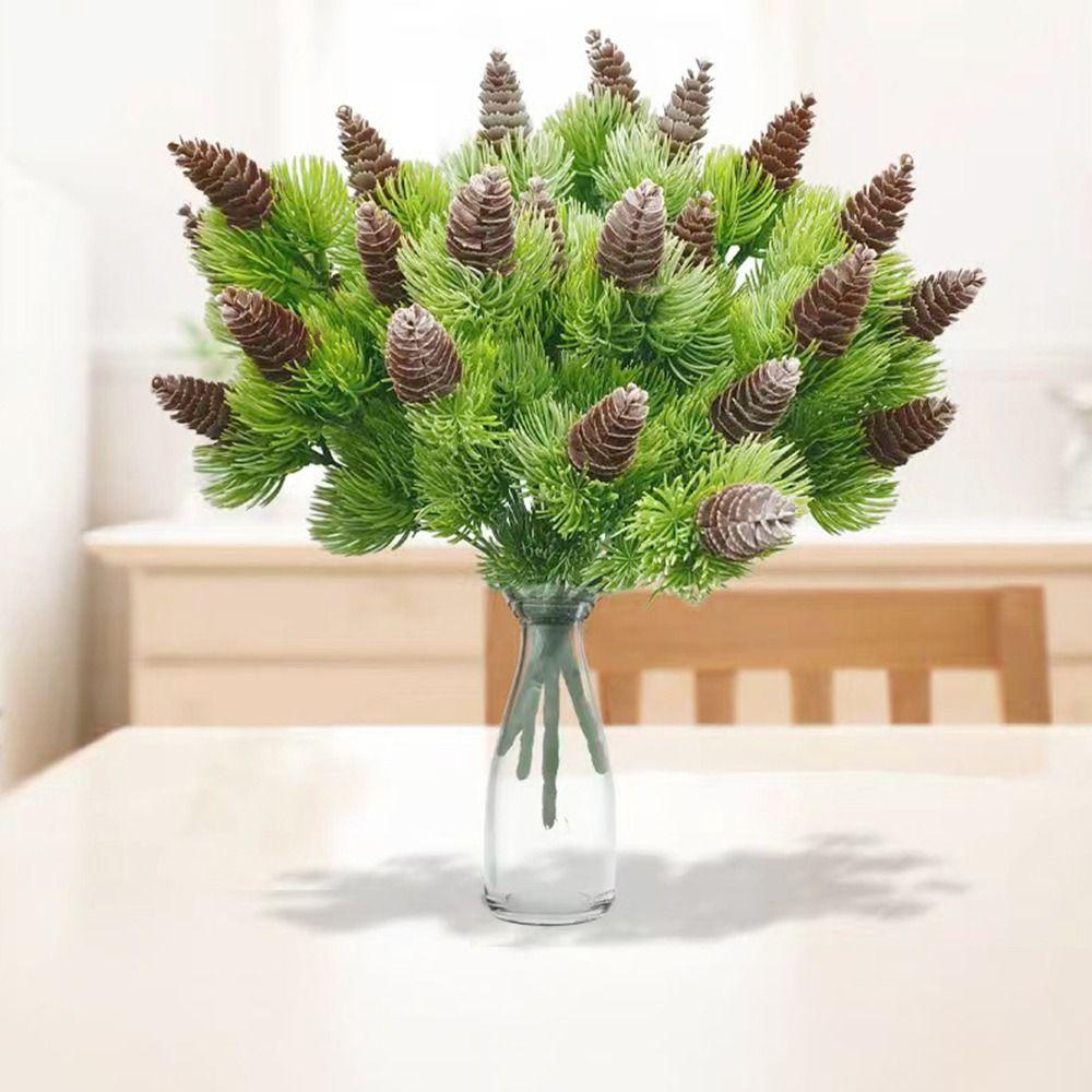 Green Artificial Pine Branches DIY Accessories Desktop Ornament Faux Pine Leaves Craft Fake Plant Fake Pine Festival Ornament