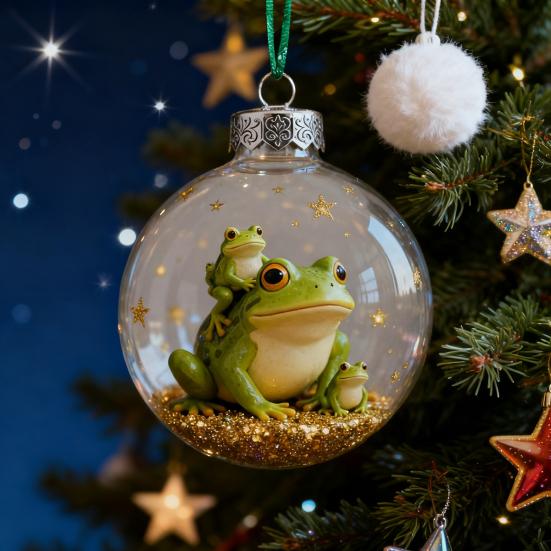 2026 Christmas Ball Ornament Set Handcrafted 3D Frog Ornament Different Frogs Theme Holiday Decorations