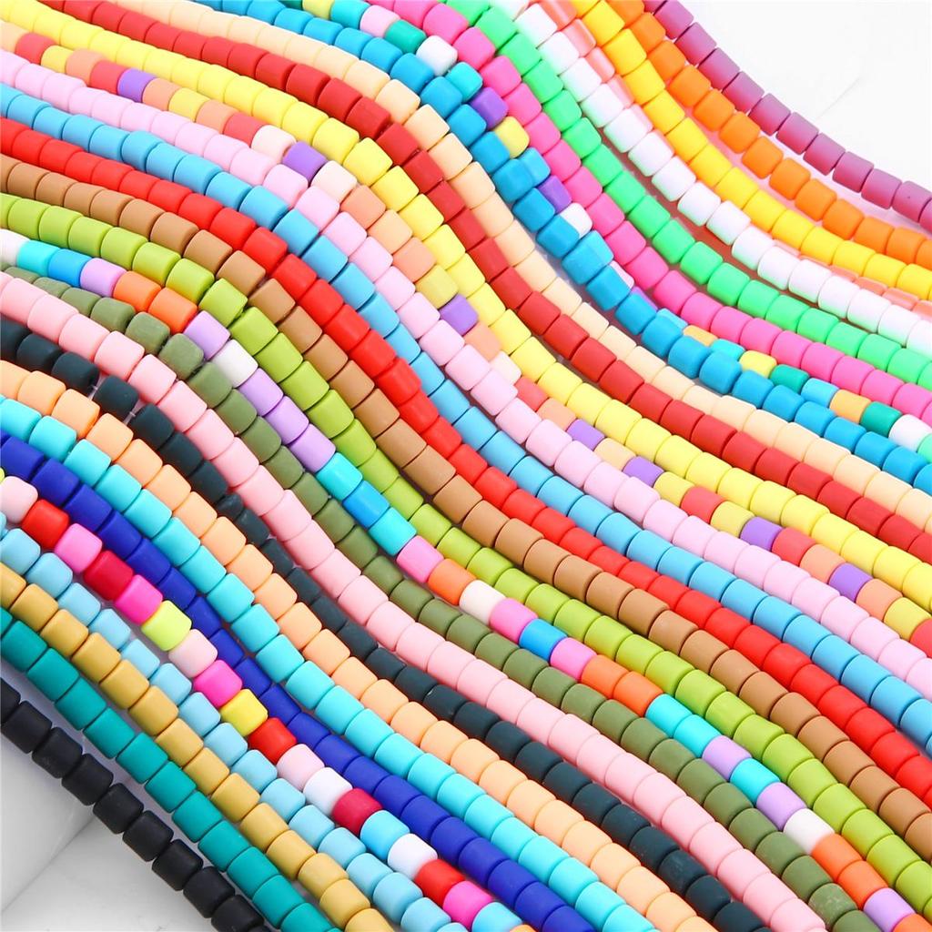 60pcs/Bag 6x6mm Flat Round Cylinder Polymer Resin Clay Beads Loose Spacer Handmade Beads For DIY Jewelry Making Bracelets Necklaces Crafts 38cm/15