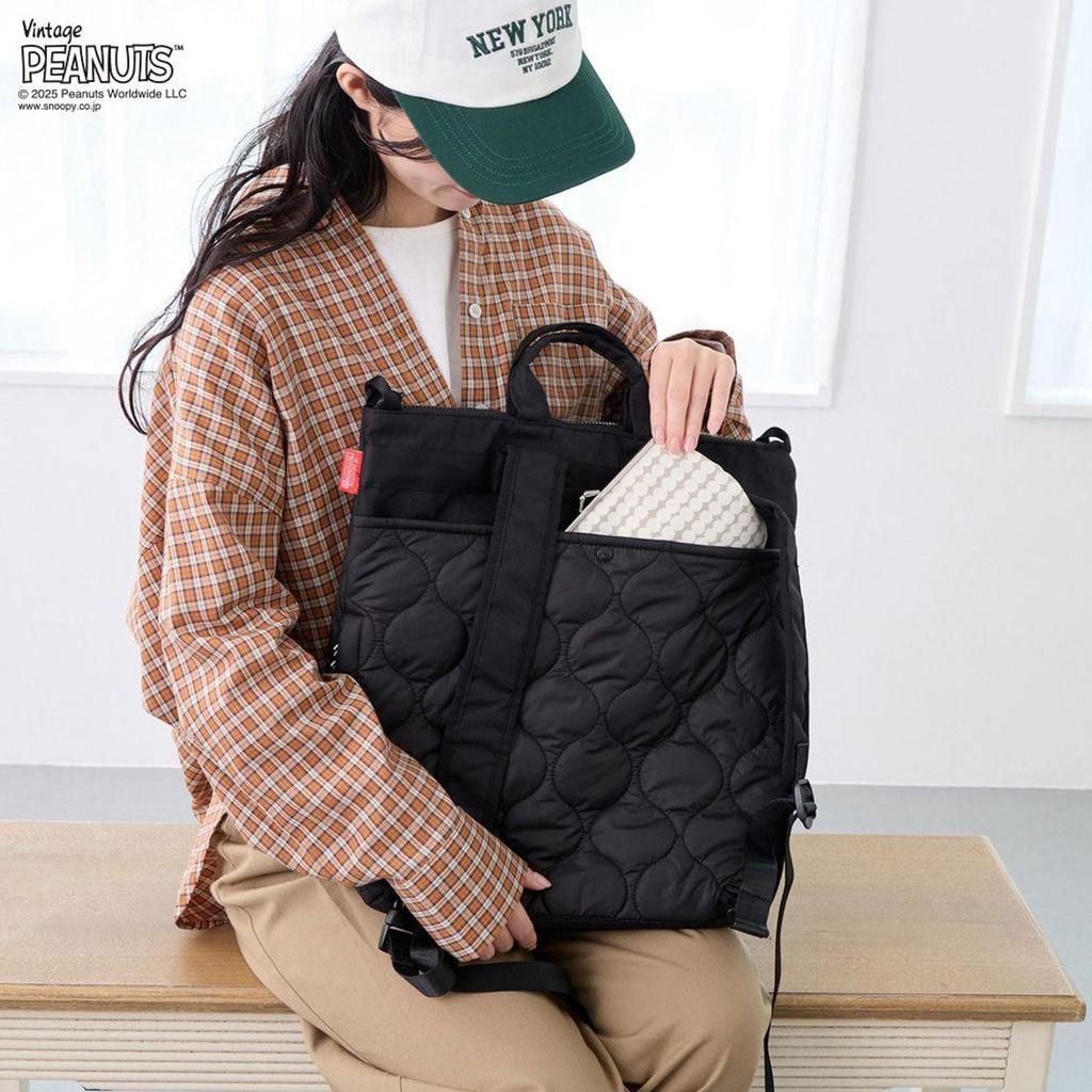 Рюкзак-сумка для шлема Snoopy [Rootote] [Рюкзак] IP. Тео. пыхтеть. Арахис-0R [Черный]