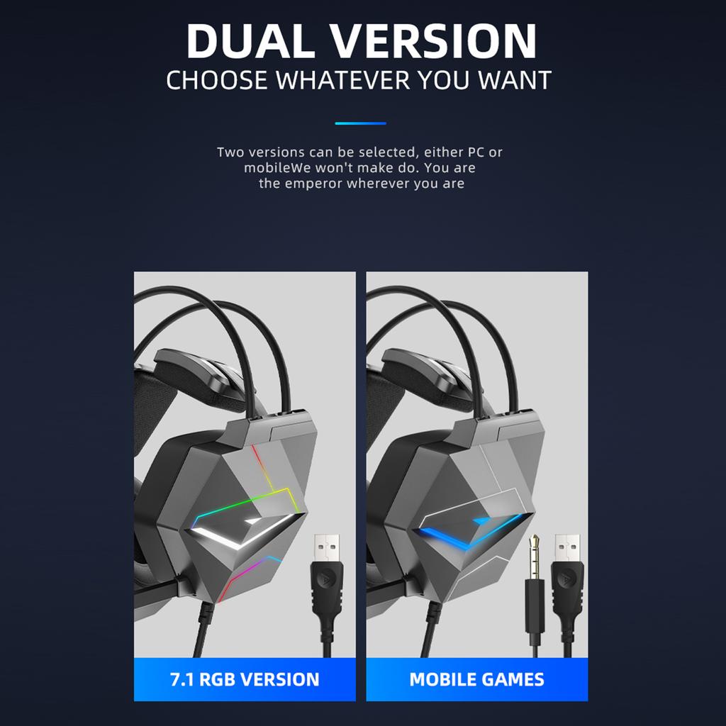 TAIOU USB Wired Gaming Headset Virtual 7.1 Surround Sound E-Sports Earphone Over Ear Headphones