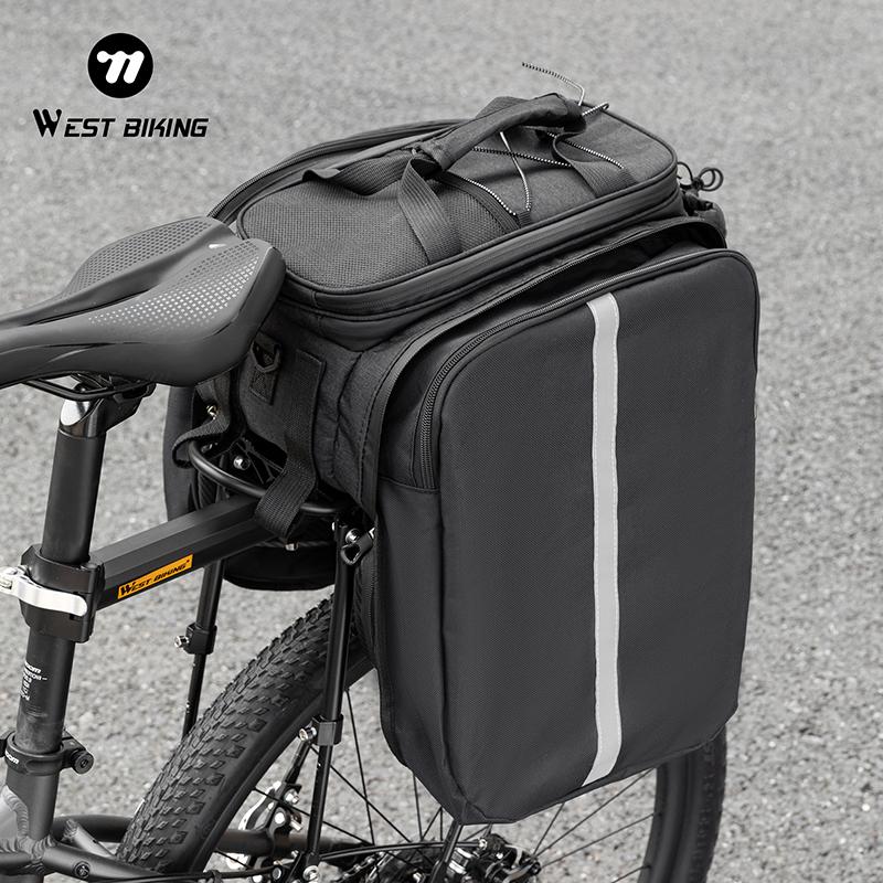 WEST BIKING Велосипедная сумка на заднее сиденье Жесткий корпус Большая вместимость Велосипедный багажник-кофр для MTB и шоссейного велосипеда Расширяемая велосипедная сумка на задний багажник