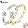 925 Sterling Silver Simple Fashionable Gold-plated Platinum-plated Pave Zircon Adjustable Ring for Women Fine Jewelry