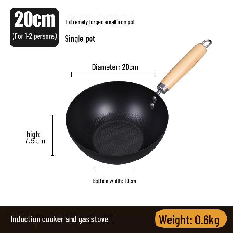 Мини-сковорода без покрытия диаметром 20 см для индукционных плит — компактная, легкая, идеальная для использования одним человеком