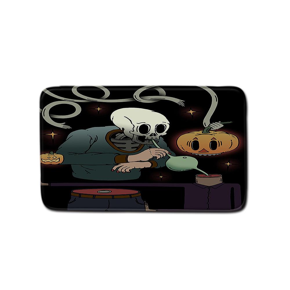 Halloween Shower Curtain Floor Mat Combination Four-Piece Set Kitchen Absorbent Non-Slip Carpet Bedroom Door Mat