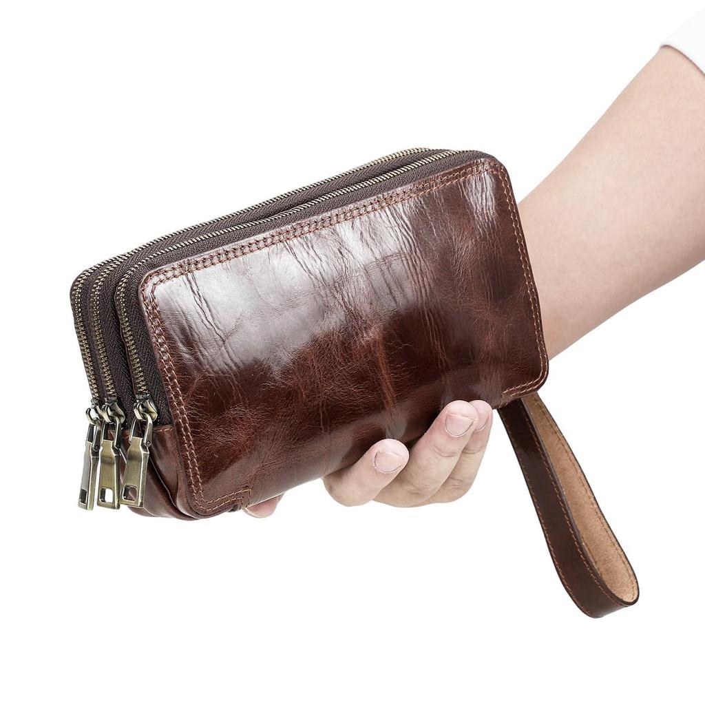 Кошельки-клатчи из натуральной кожи CONTACT'S для мужчин, сумка через плечо, сумка для телефона, кошельки для карт, многофункциональная сумка с застежкой-молнией