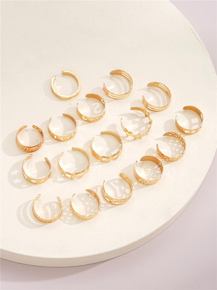 16 PCS Simple Star Open Toe Rings Set for Women Adjustable Minimal Hollow Heart Summer Beach Smooth Feet Ring Jewelry On Foot