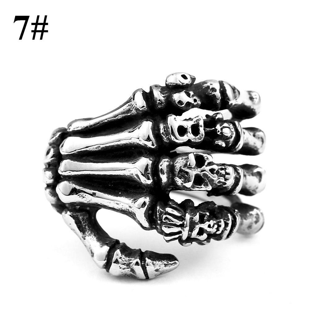 Vintage Hand Bone Hip Hop Skull Rings Gothic Punk Rings