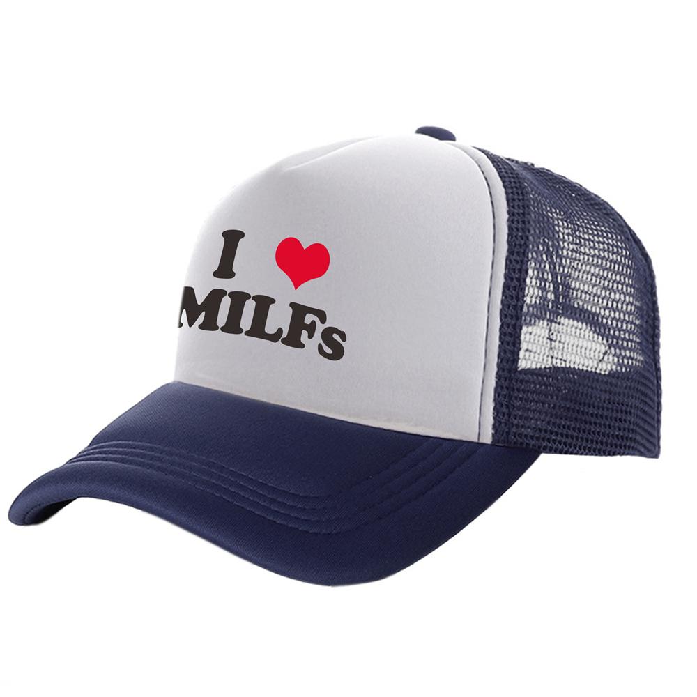 I Love MILFS Trucker Caps Unisex Funny Humor Hat Baseball Cap Cool Summer Unisex Mesh Net Caps MZ