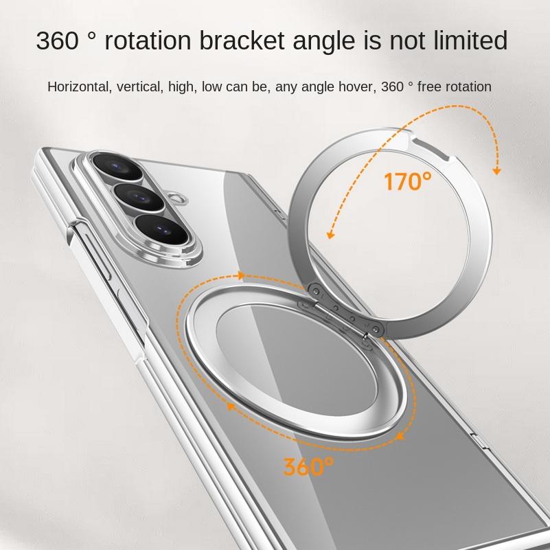 Металлический держатель-кольцо Магнитный чехол Magsafe для Samsung Galaxy Z Fold 7 Пружинный шарнир с защитной крышкой из закаленного стекла
