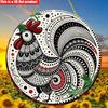 2D Flat 20*20cm1pc Bohemian Style Exquisite Rooster Pattern Wooden Pendant, Modern Rustic Red&black Design Decoration, Suitable for Farmhouse Backyard