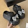 Sweet Bow Strap Hole Shoes Women's Summer Wear New Cool Slippers Thick Sole Height Increase Versatile Beach Shoes