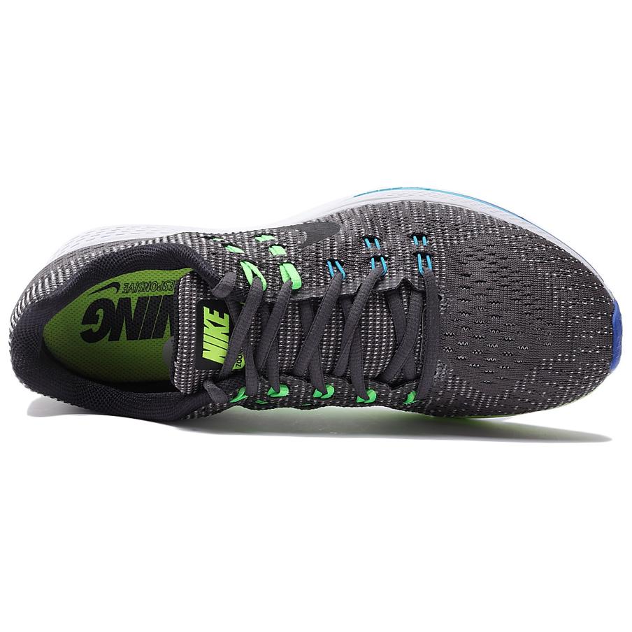 Nike Zoom Structure 19 Cushioning Abrasion Resistant Cushioning, Wear Resistant Low top Running Shoes Men's Black Green 806580-004