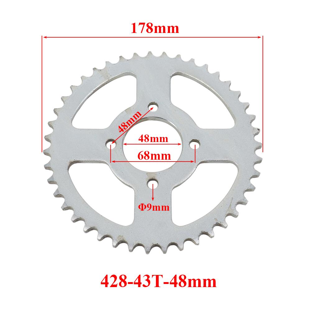 Цепи 428 37T/40T/41T/43T/48T 37MM-76MM Звездочки Задние Звездочки Для 110cc 125cc 140cc Мотоциклов Грязевых Питбайков