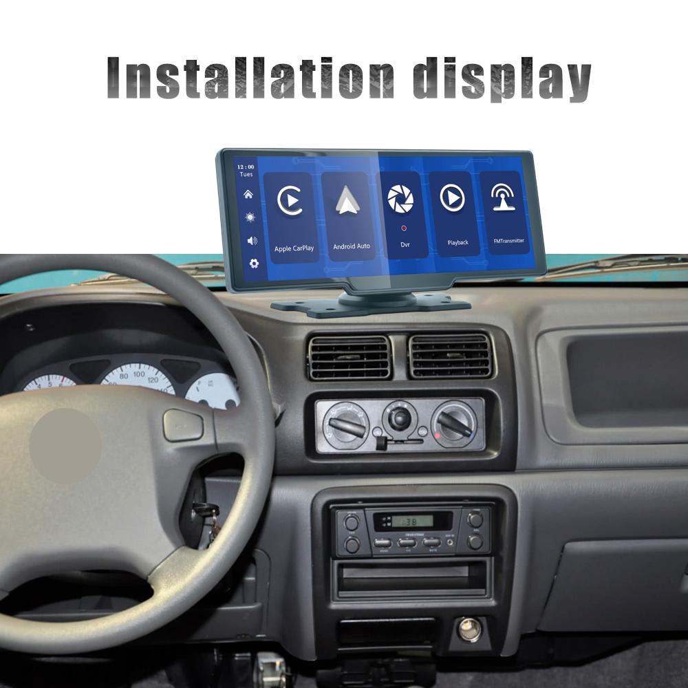 10.26" Support Build-in For Wireless Apple Carplay Andro Auto Bluetooth WiFi Car DVR Dual Cameras Recording 2.5K + 1080P APP Control Multimedia Player