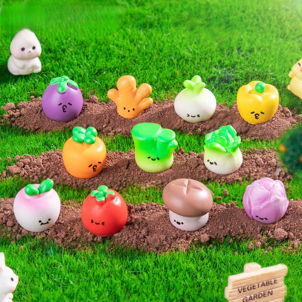 11Pcs Mini Cartoon Vegetable Doll Miniatures Resin Ornaments Fairy Garden Decoration Moss Terrarium Micro Landscape