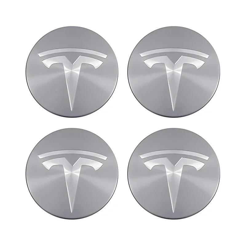 Автомобильная наклейка Tesla 4 штуки 56 мм Центральные колпачки ступицы колеса для Tesla Model 3 Model Y Накладка значка Колпачки ступицы для Tesla Model Y X S 2023 Автомобиль