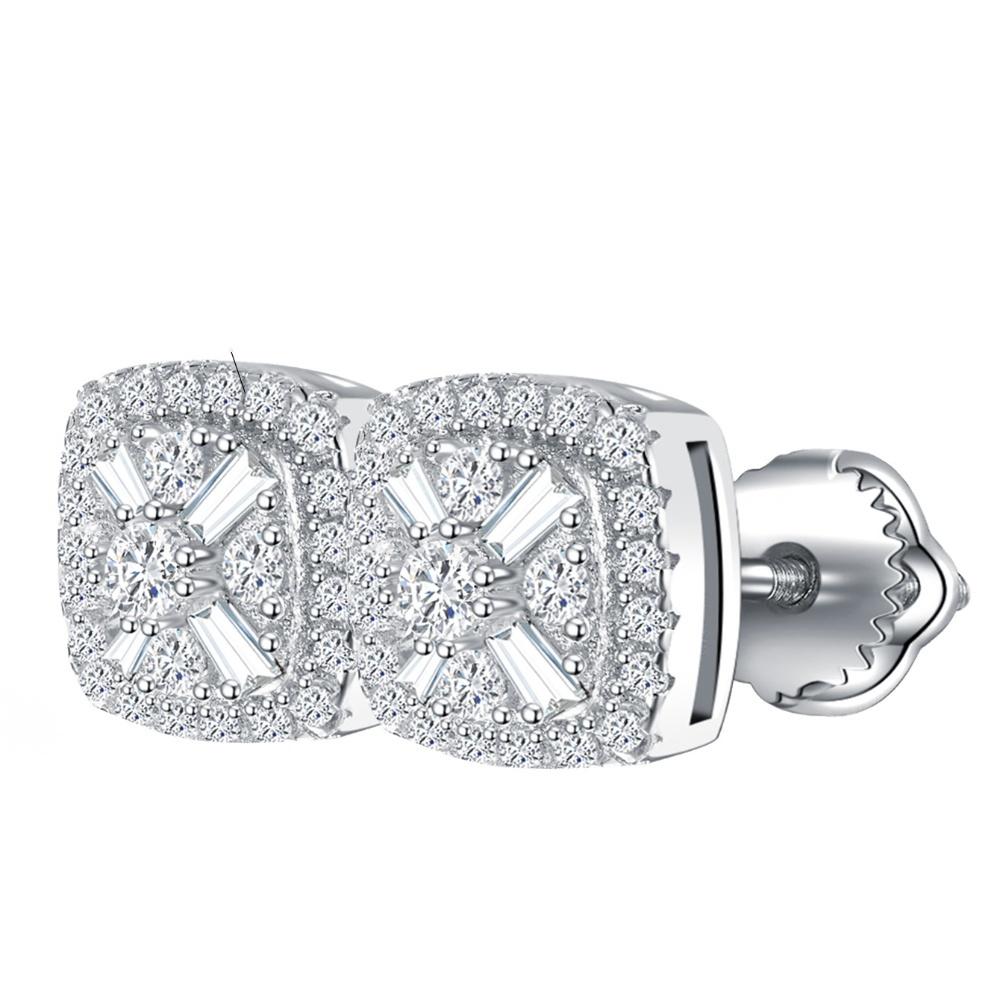 Серьги-гвоздики из стерлингового серебра S925 с квадратным муассанитом для женщин, свадебная вечеринка, изящные ювелирные изделия, подарок