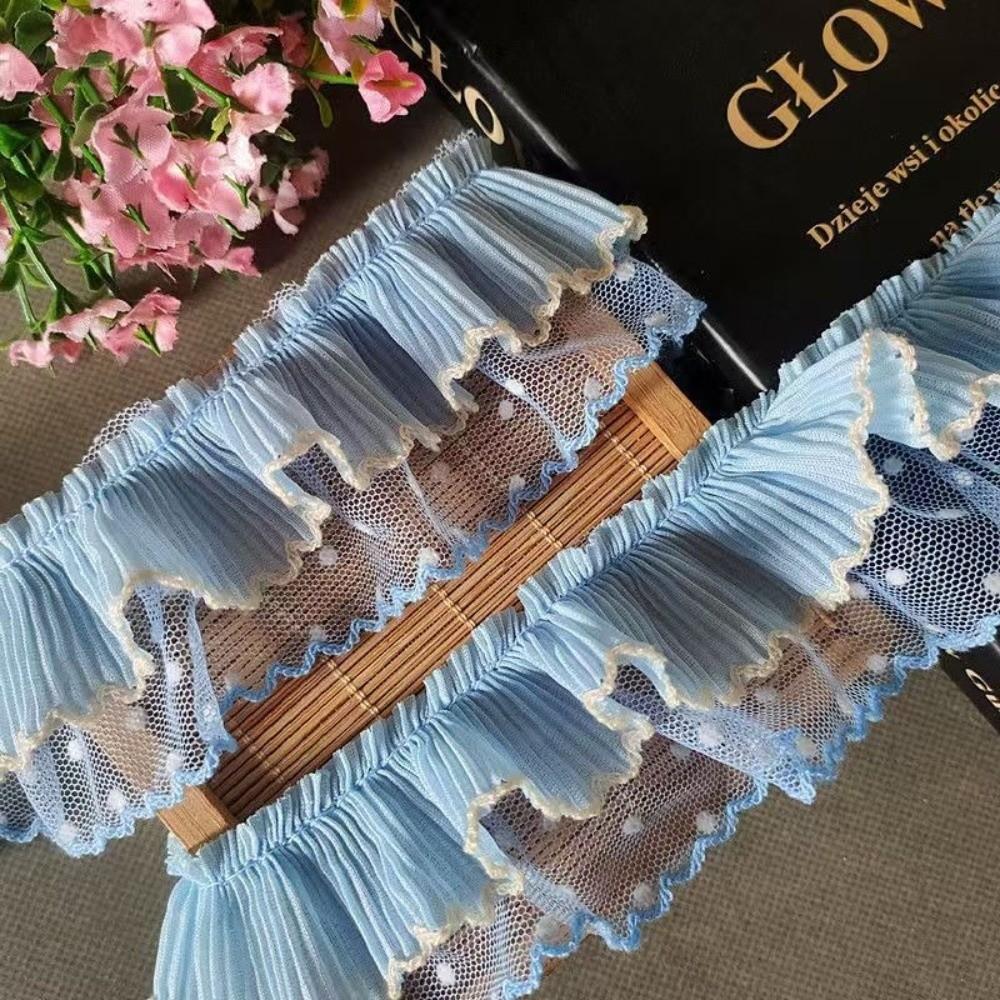 Double Layer Lace Trim Clothing Sewing DIY Pleated Mesh Lace Lolita Dress Sewing