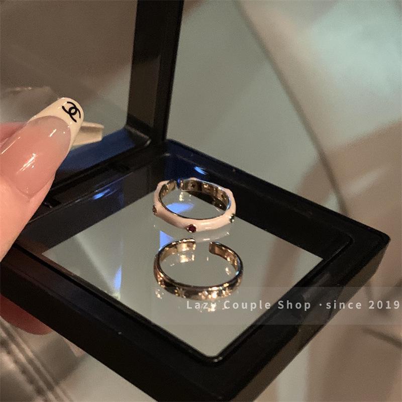 Женский комплект колец Love с цветным эмалевым покрытием из циркония - регулируемый открытый дизайн