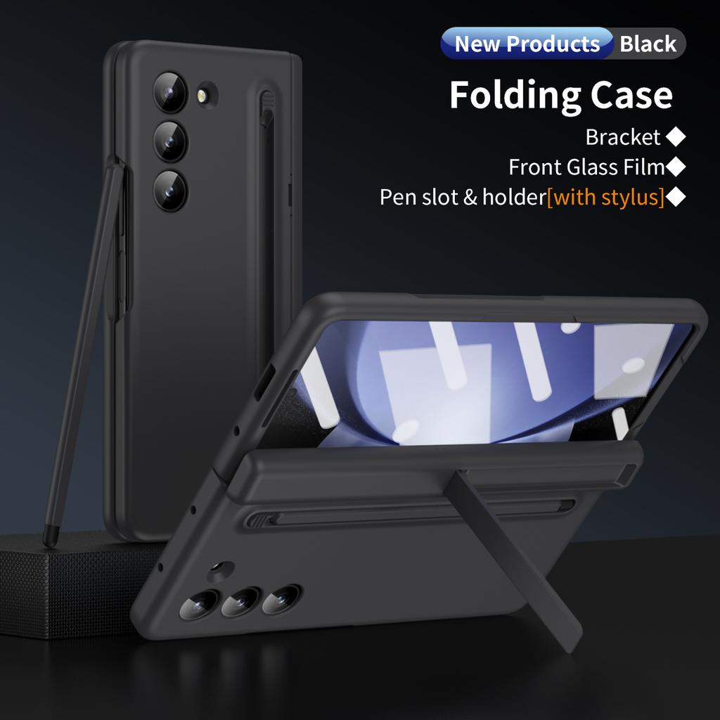 Hard PC Shockproof Phone Cover with Touch Pen Screen Protector Bracket for Samsung Galaxy Z Fold 6 5 4 3 Case
