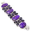 Браслет из стерлингового серебра 925 пробы с натуральным медным чароитом и аметистом, 8 дюймов, Z3O76
