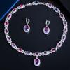 Bridal Wedding Dress Dinner Dress Earrings Necklace Zircon Set Synthetic Watermelon Tourmaline Gradual Change Stone Set Chain