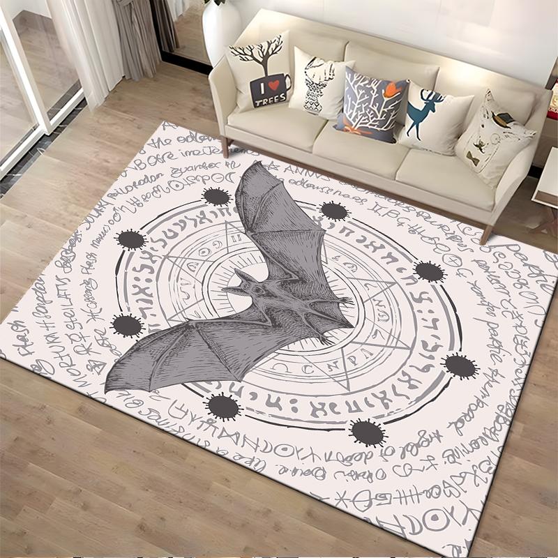 Mystical Bat and Symbols Rug Non-slip rug suitable for living room and bedroom sofas
