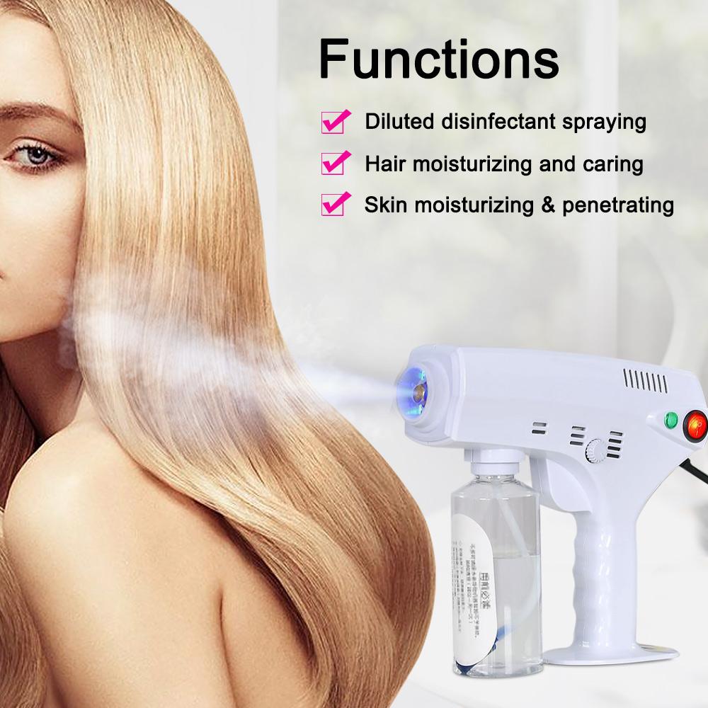Портативный паровой пистолет Nano Steam Gun Hair Care Hydration Sprayer Hot Dyeing Care Blue Micro Mist Machine Spray Gun Hair Steamer Trigger