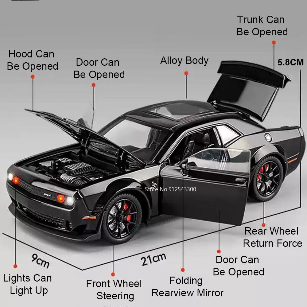 1:24 Viper Hellcat Спортивный Автомобиль Модель Игрушка Сплав Литье под Давлением Звук Свет Оттяжка Колесо Рулевое Управление Гоночные Автомобили Модели Дисплей Украшения