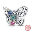 925 Silver Insects Series Colorful Zircon Dragonfly Flower Bee Butterfly Beads Fit Original  Charms Bracelet Fine Jewelry