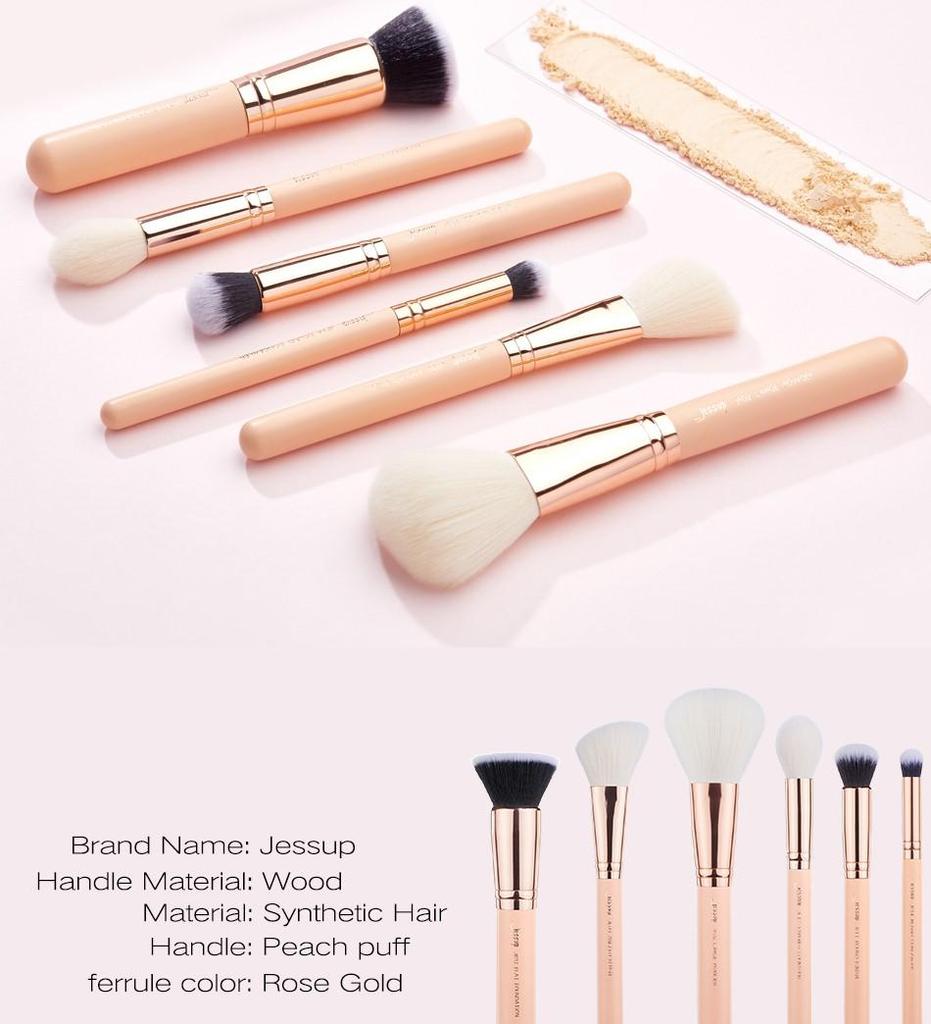 Набор профессиональных кистей для макияжа, 6 штук (Peach Puff/Rose Gold)